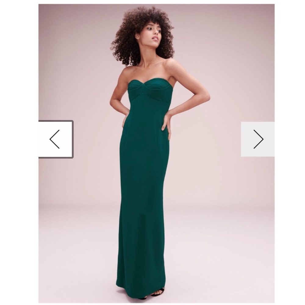 Brandon Maxwell Forest Green Strapless Gown